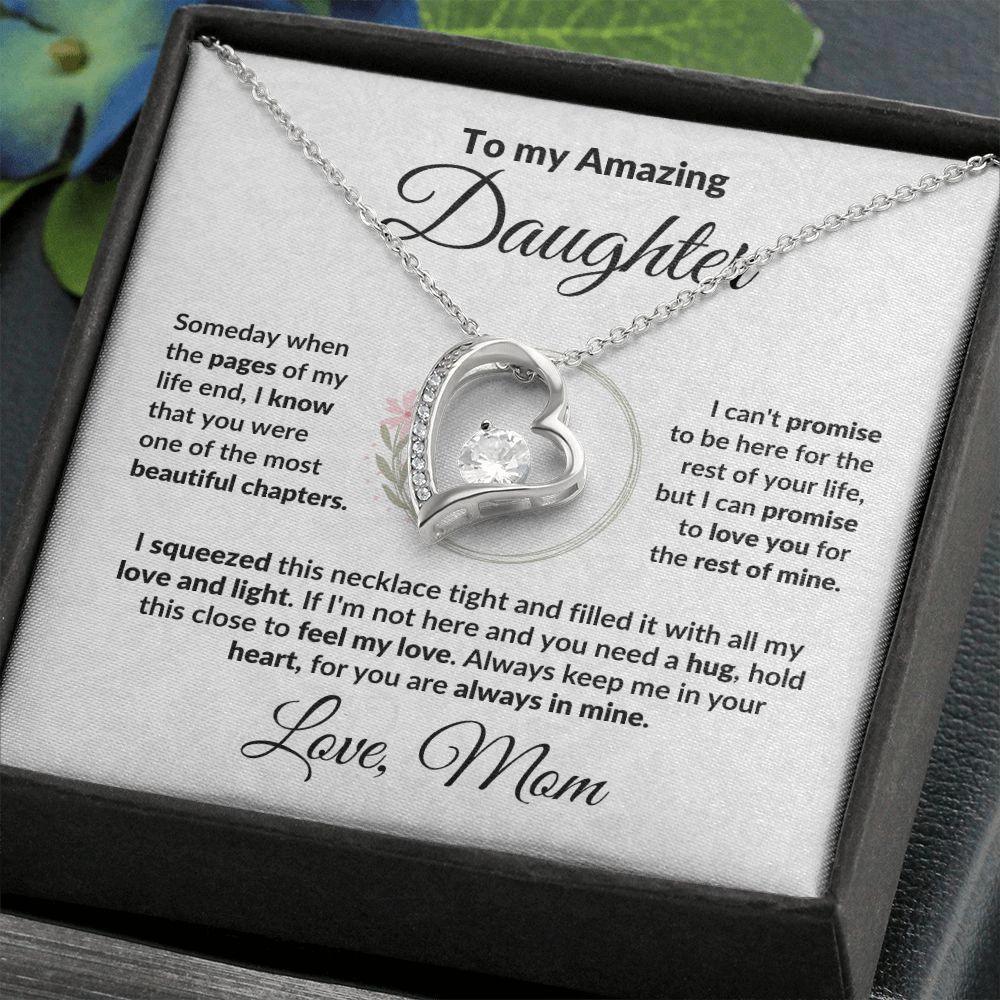 To My Amazing Daughter - I Promise - Forever Love Heart Necklace with Message Card and Gift Box