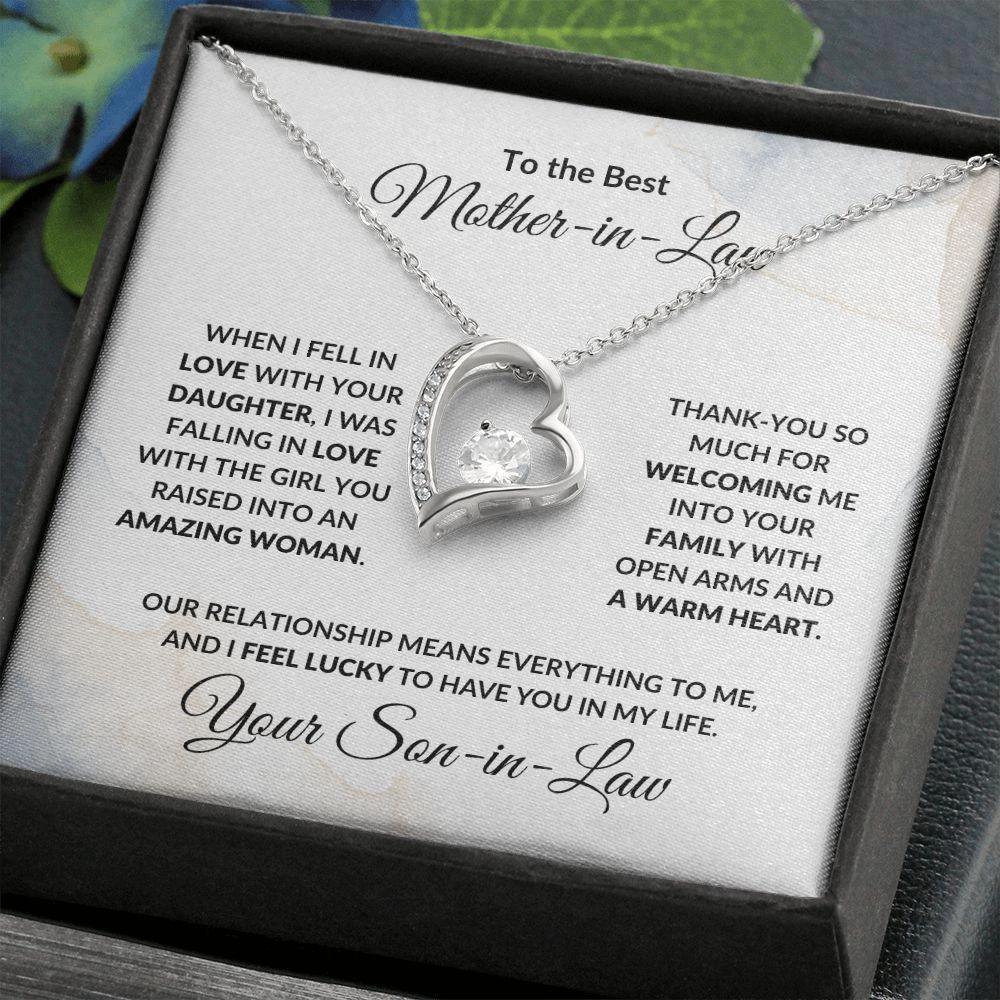 To Best Mother-in-Law from Son-in-Law Personalized Heart Necklace