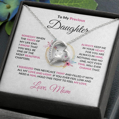 To My Precious Daughter Forever Love Pendant Necklace with Message Card and Gift Box - Mallard Moon Gift Shop