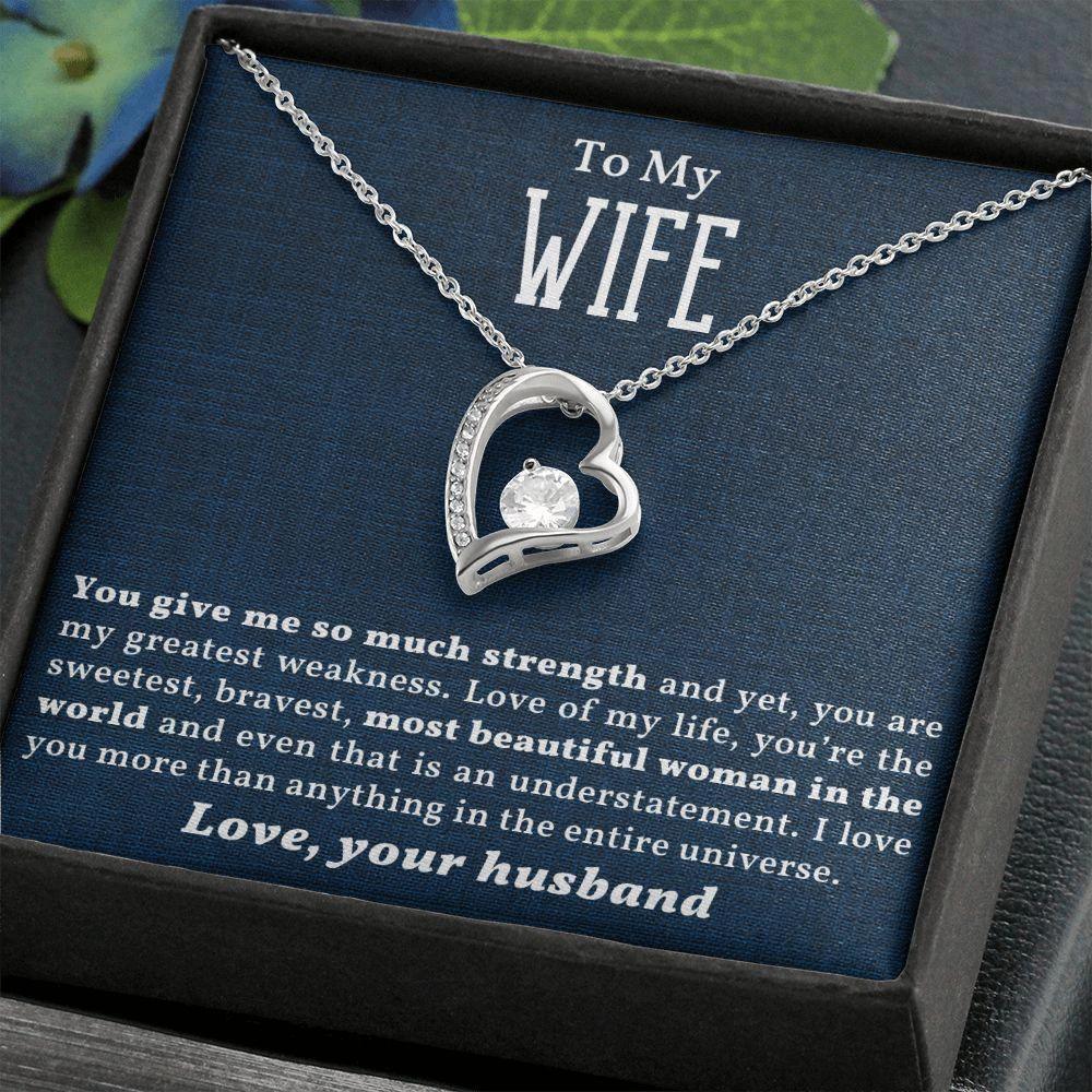 To My Beautiful Wife - Love of My Life - Forever Love Heart Necklace