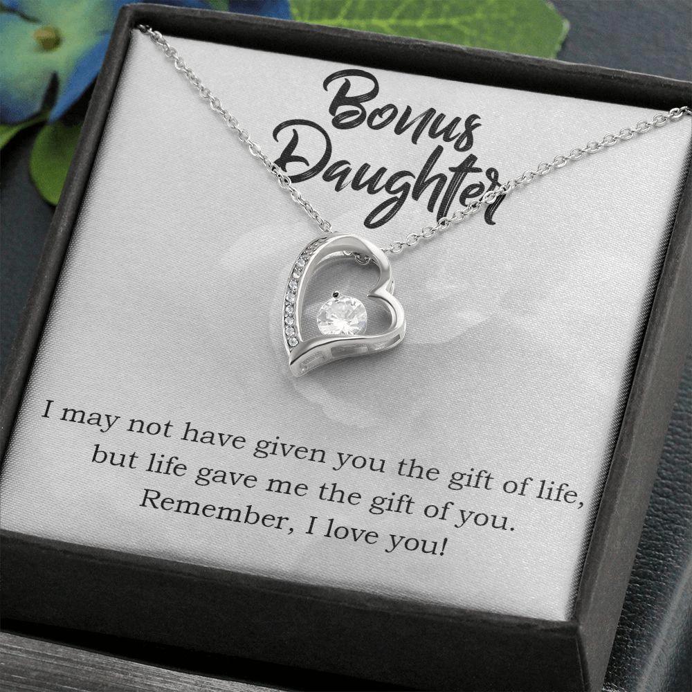 Bonus Daughter Gift of Life Forever Love Heart Pendant Necklace Message Card Gift Box