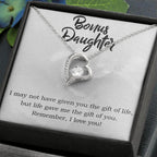 Bonus Daughter Gift of Life Forever Love Heart Pendant Necklace Message Card Gift Box