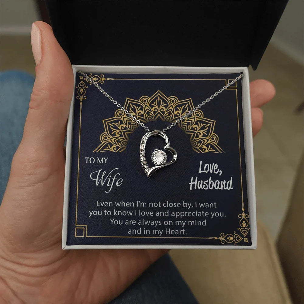 To My Wife Necklace Heart Pendant Gift Birthday Anniversary Valentine Forgive Me Christmas Love You