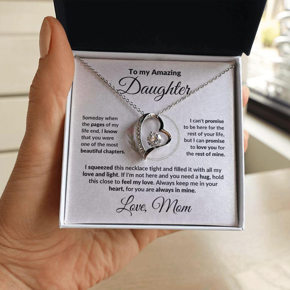 To My Amazing Daughter - I Promise - Forever Love Heart Necklace with Message Card and Gift Box