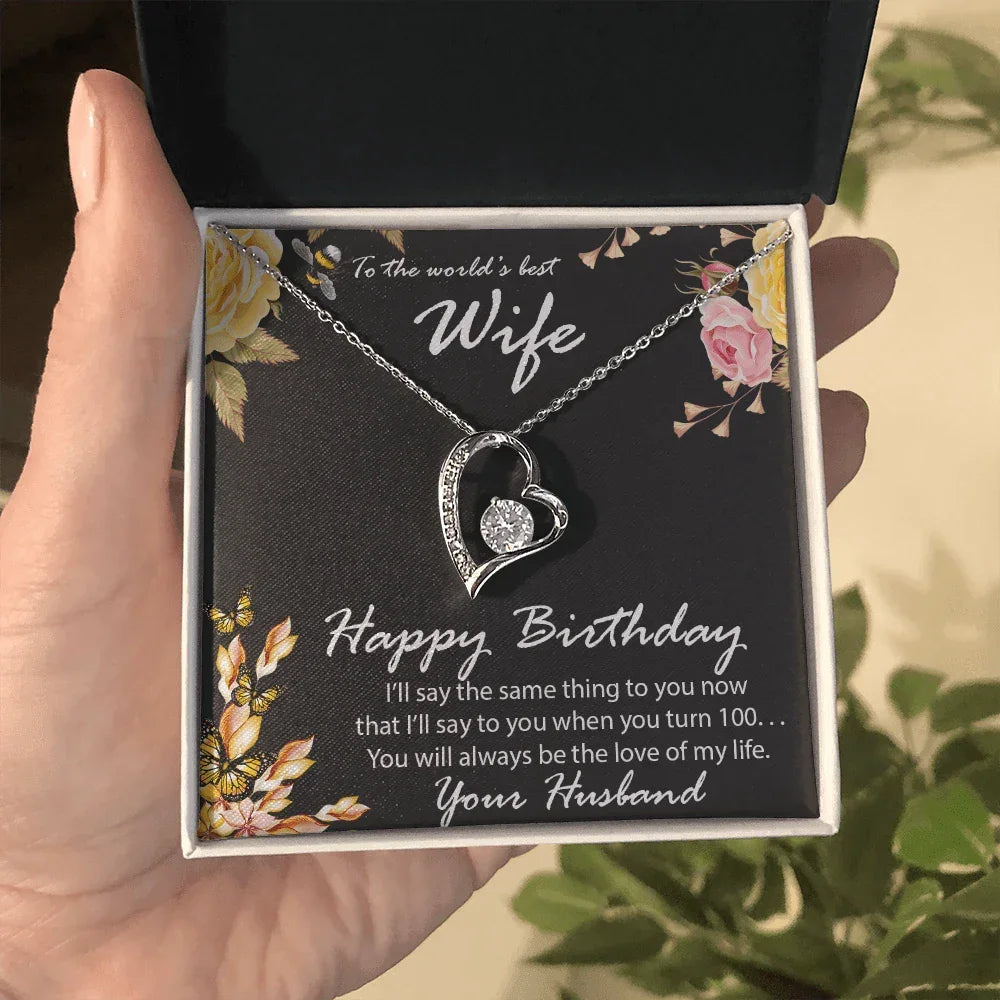 Wife Birthday Gift CZ Heart Pendant Necklace