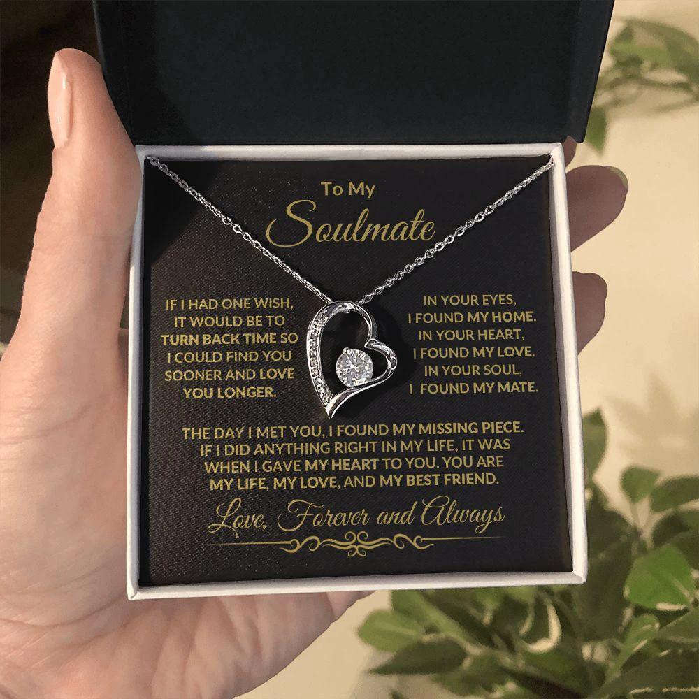 To My Soulmate - I Gave My Heart To You - Forever Love Heart Pendant Necklace
