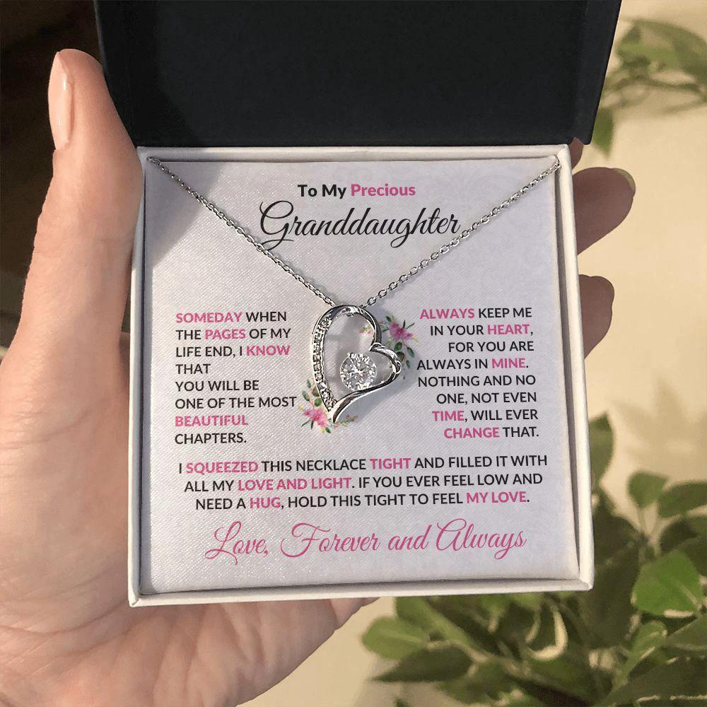 To My Precious Granddaughter Forever Love Heart Pendant Necklace