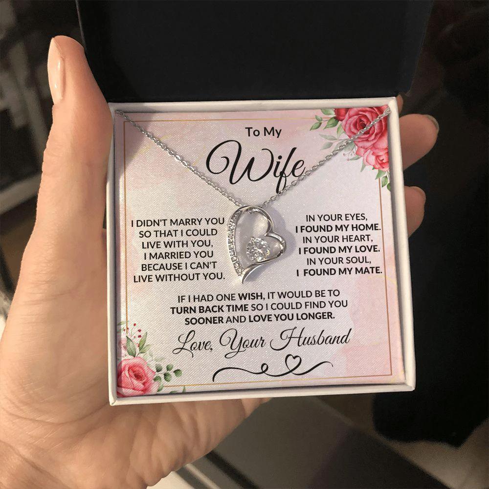 To My Wife - Love You Longer - Forever Love Heart Pendant Necklace
