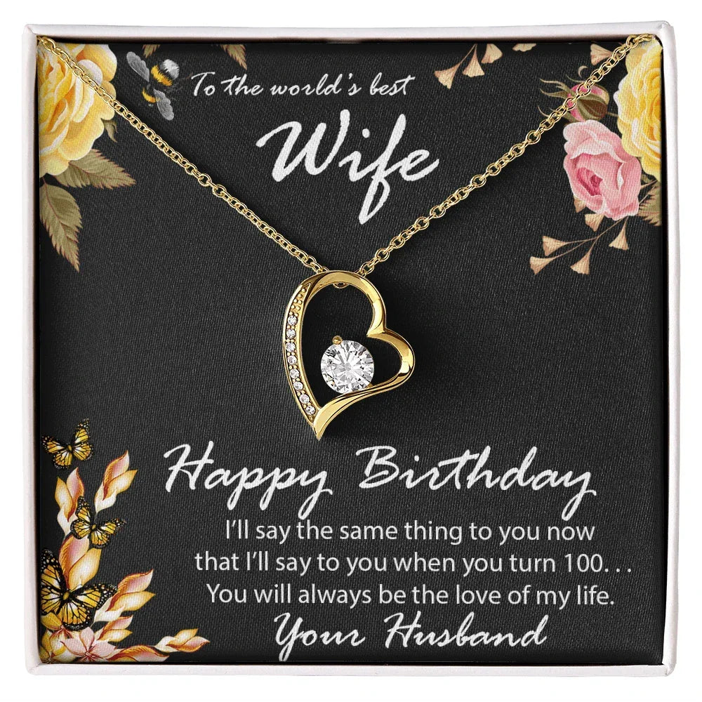 Wife Birthday Gift CZ Heart Pendant Necklace
