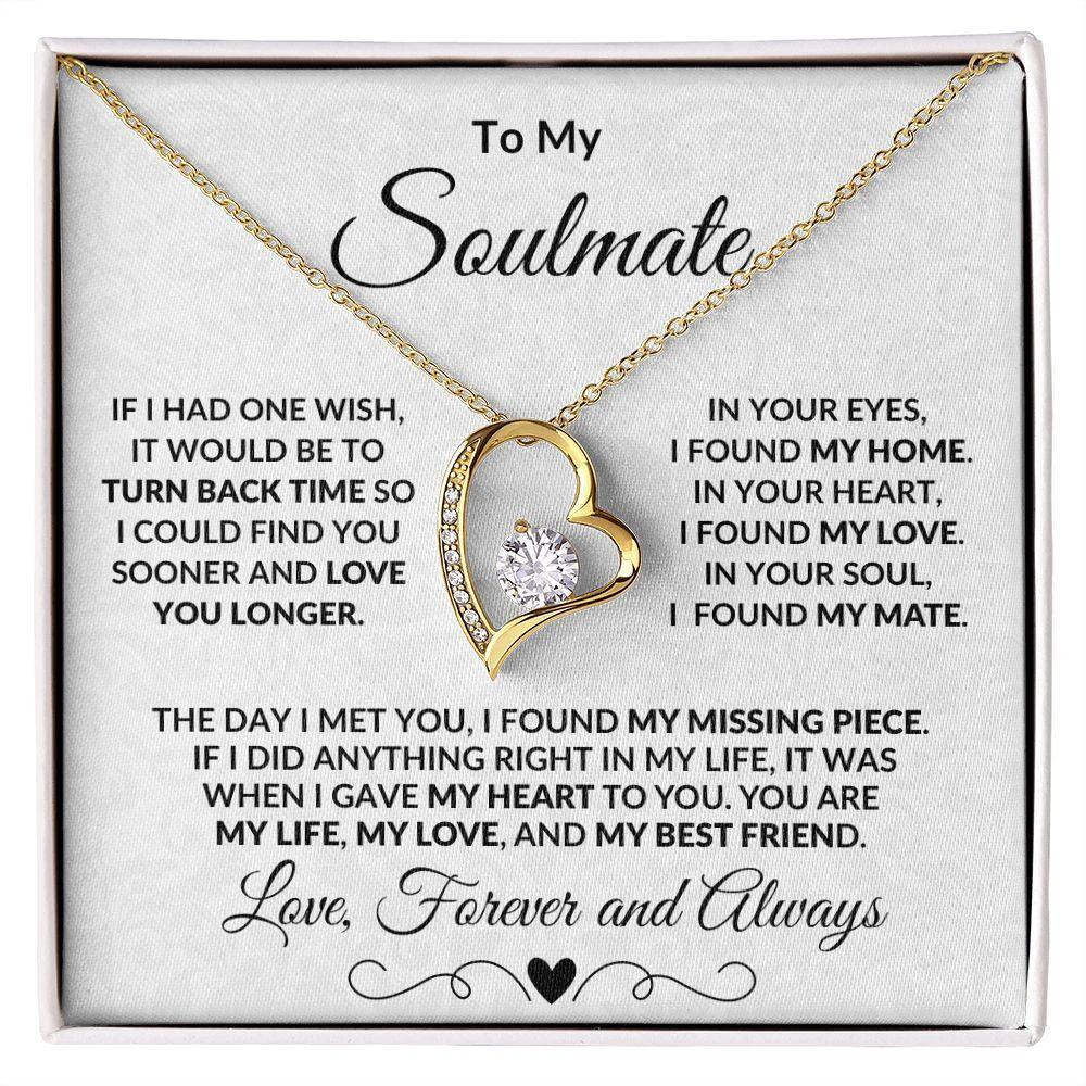 To My Soulmate Forever Love Heart Necklace Message Card and Gift Box