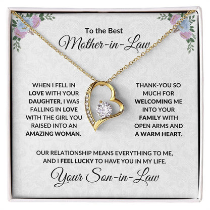 Mother-in-law Gift from Son-in-law Forever Love Heart Pendant Necklace - Mallard Moon Gift Shop
