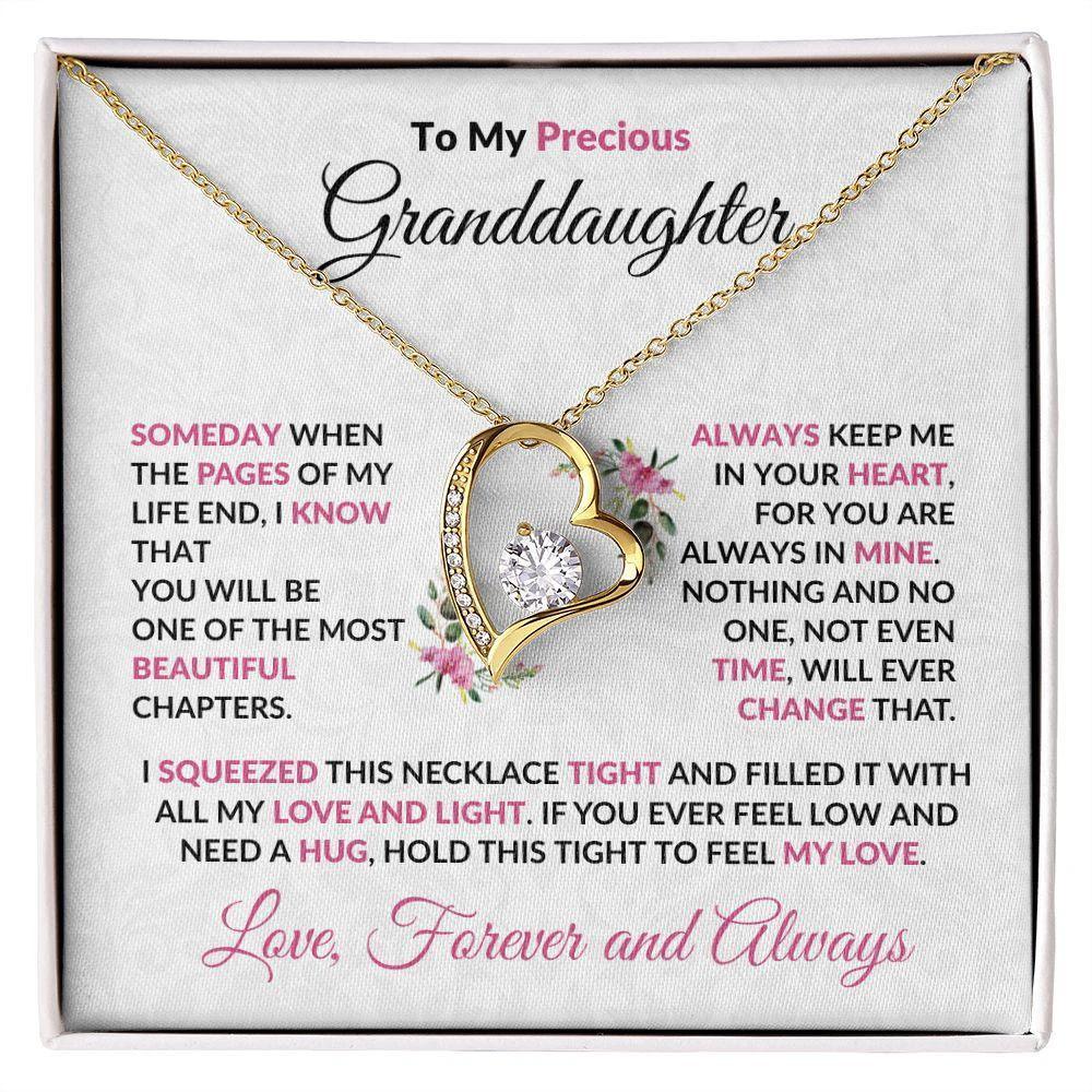 To My Precious Granddaughter Forever Love Heart Pendant Necklace