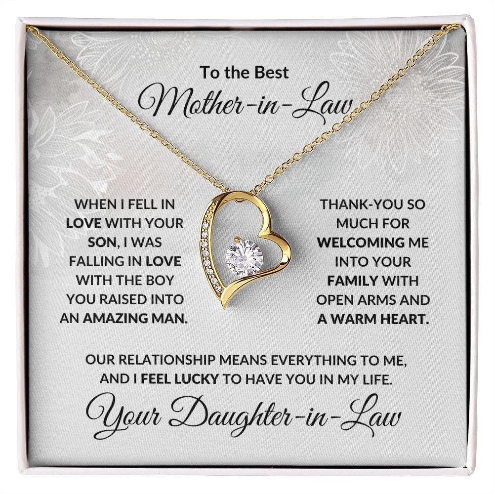 To the Best Mother-in-law from Daughter-in-law Forever Love Heart Pendant Necklace