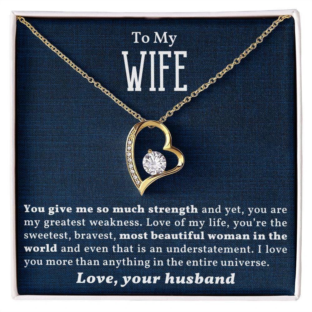 To My Beautiful Wife - Love of My Life - Forever Love Heart Necklace