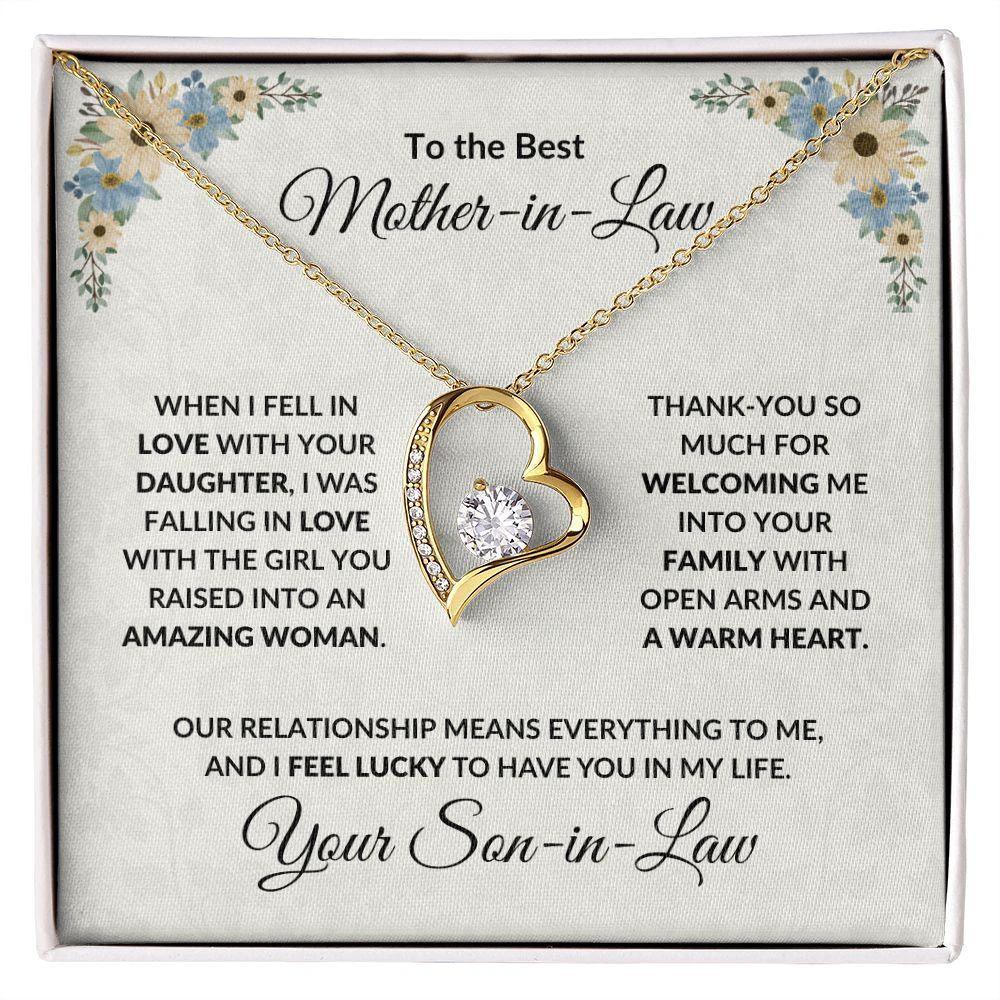 To My Mother-in-law Gift from Son-in-law Forever Love Heart Pendant Necklace