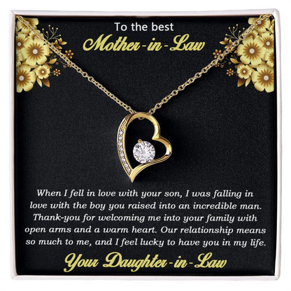 Gift for Mother-in-law from Daughter-in-law Forever Love Heart Necklace with Message Card and Gift Box - Mallard Moon Gift Shop