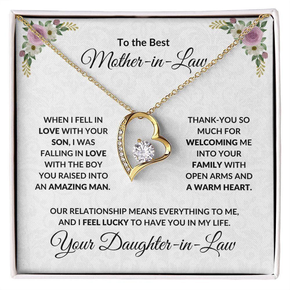 To My Mother-in-law Gift from Daughter-in-law Forever Love Heart Pendant Necklace