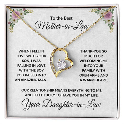 To My Mother-in-law Gift from Daughter-in-law Forever Love Heart Pendant Necklace - Mallard Moon Gift Shop