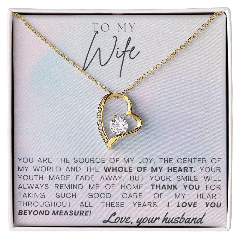 To My Wife - Whole of My Heart - Forever Love Heart Pendant Necklace - Mallard Moon Gift Shop