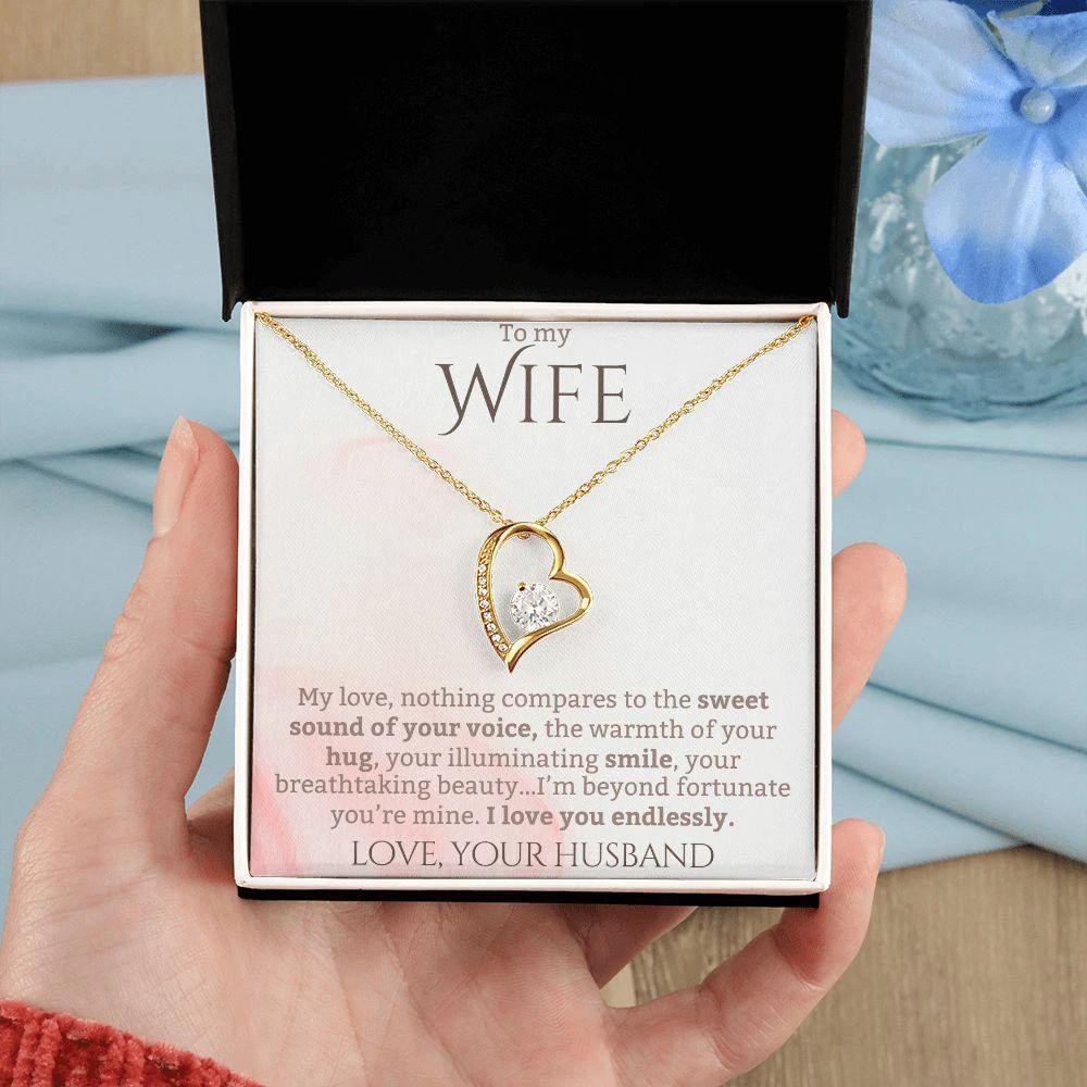 To My Wife - I Love You Endlessly - Forever Love Heart Pendant Necklace