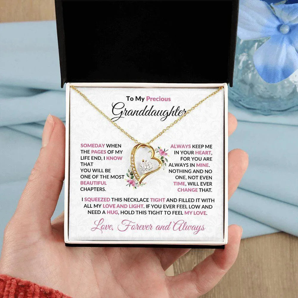 To My Precious Granddaughter Forever Love Heart Pendant Necklace