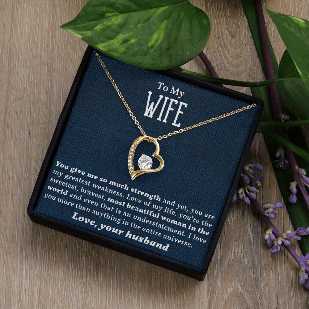 To My Beautiful Wife - Love of My Life - Forever Love Heart Necklace