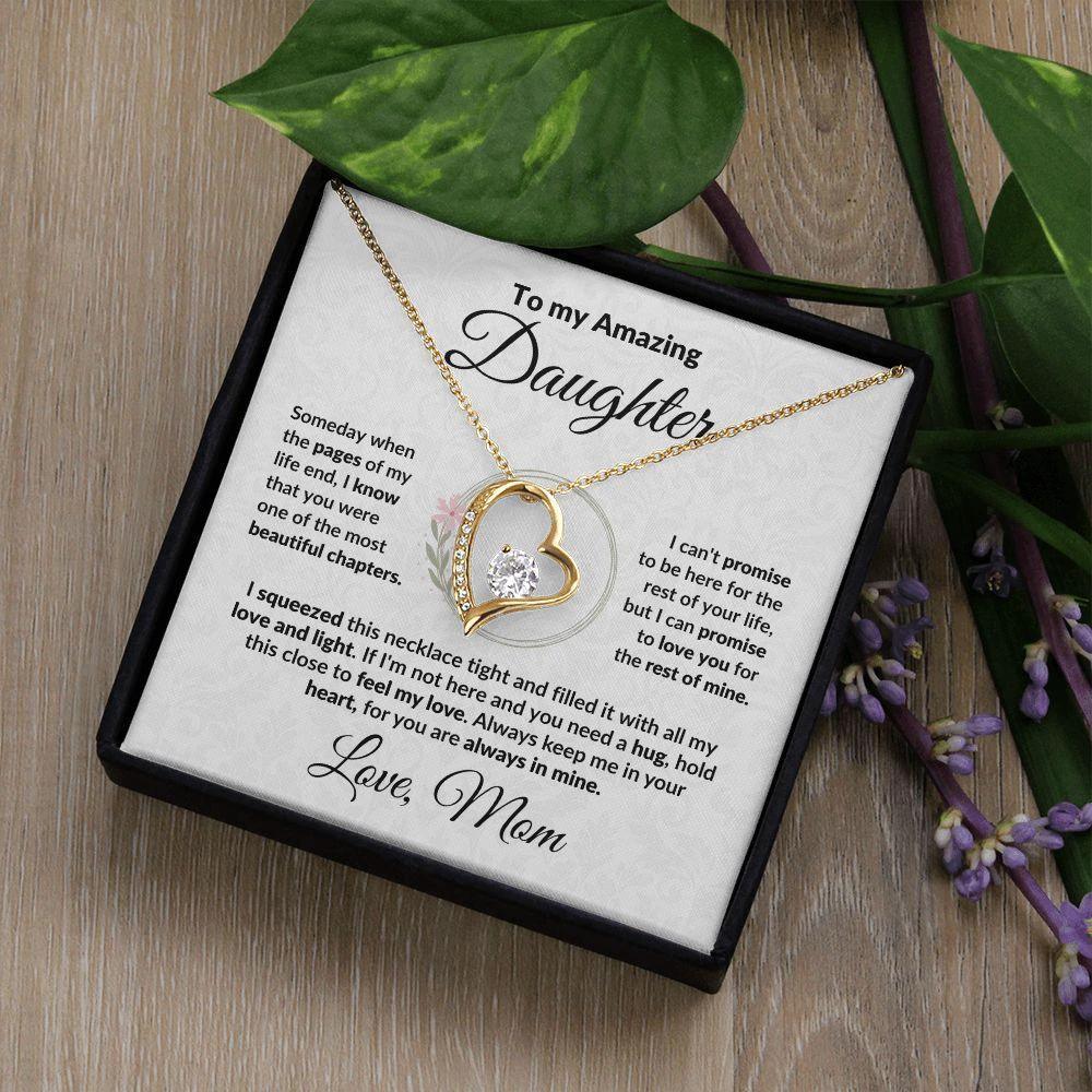 To My Amazing Daughter - I Promise - Forever Love Heart Necklace with Message Card and Gift Box