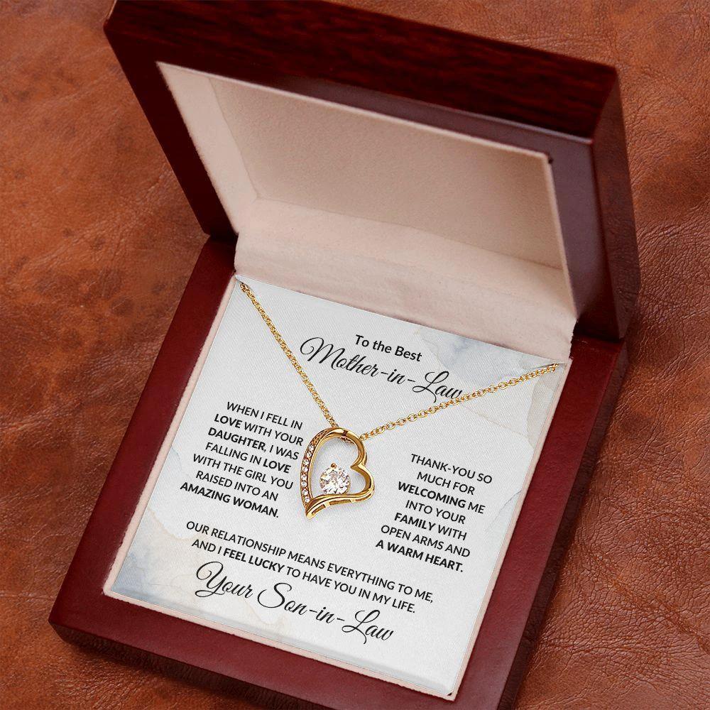 To Best Mother-in-Law from Son-in-Law Personalized Heart Necklace