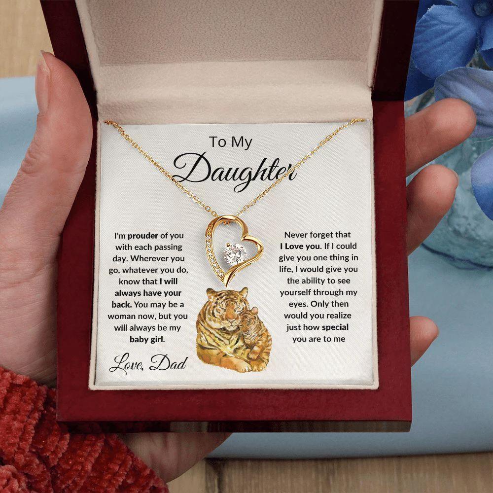 To My Daughter Love Proud Dad Heart Pendant Necklace