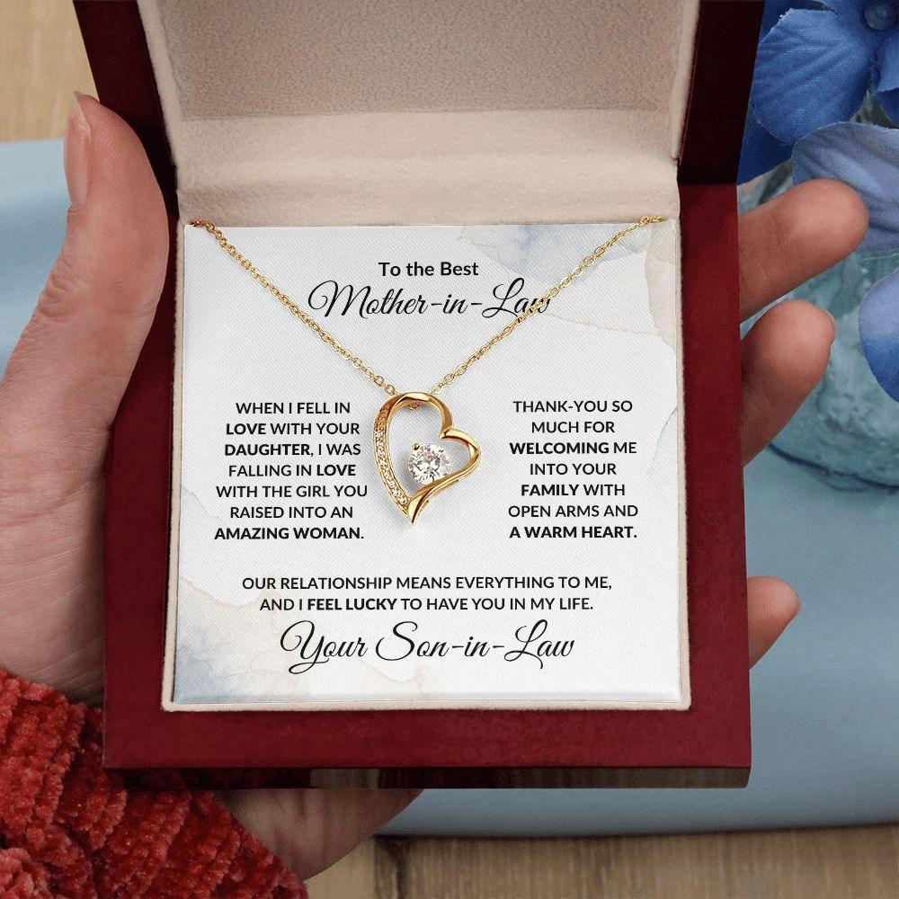 To Best Mother-in-Law from Son-in-Law Personalized Heart Necklace