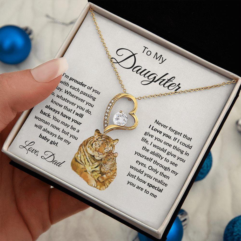 To My Daughter Love Proud Dad Heart Pendant Necklace - Mallard Moon Gift Shop