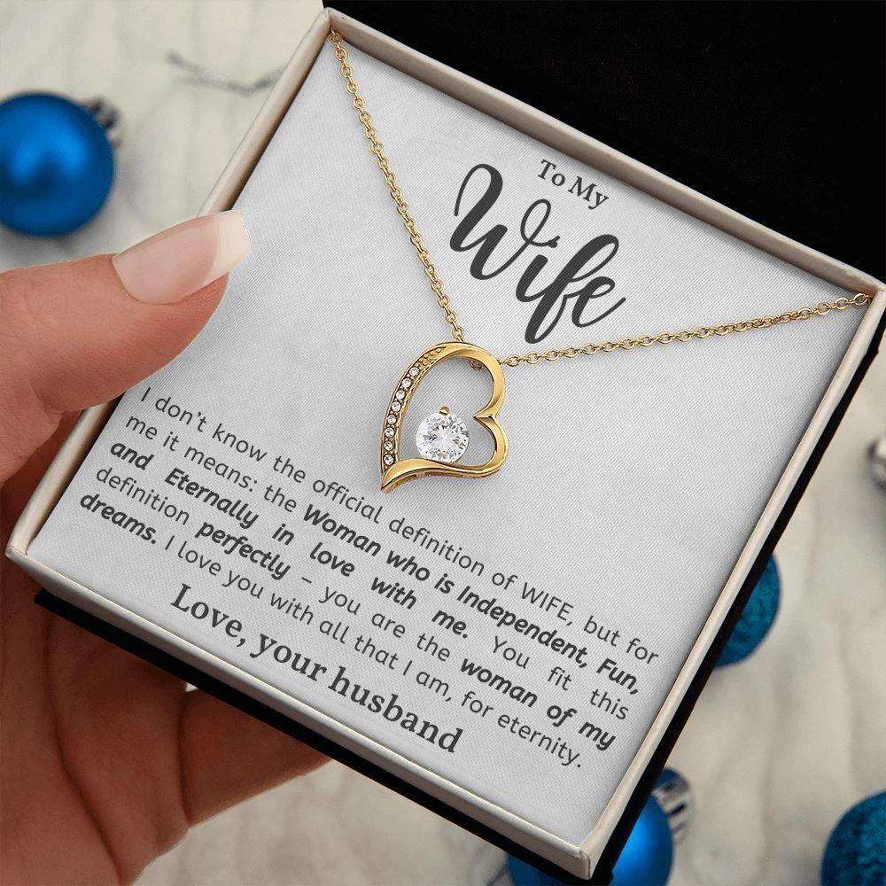 To My Wife - Woman of My Dreams - Forever Love Heart Pendant Necklace