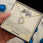To My Wife - My Favorite Hello- Forever Love Heart Pendant Necklace