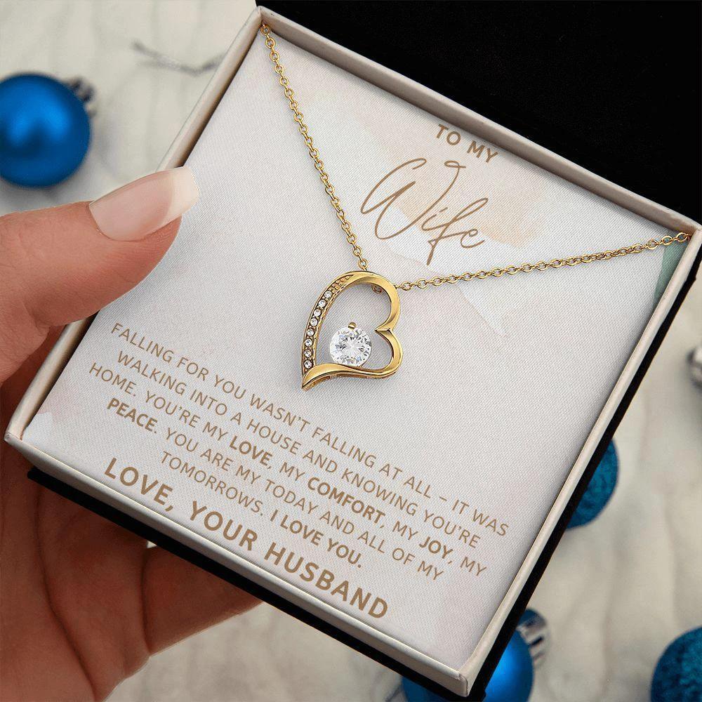 To My Wife - My Love, My Comfort, My Joy - Forever Love Heart Pendant Necklace