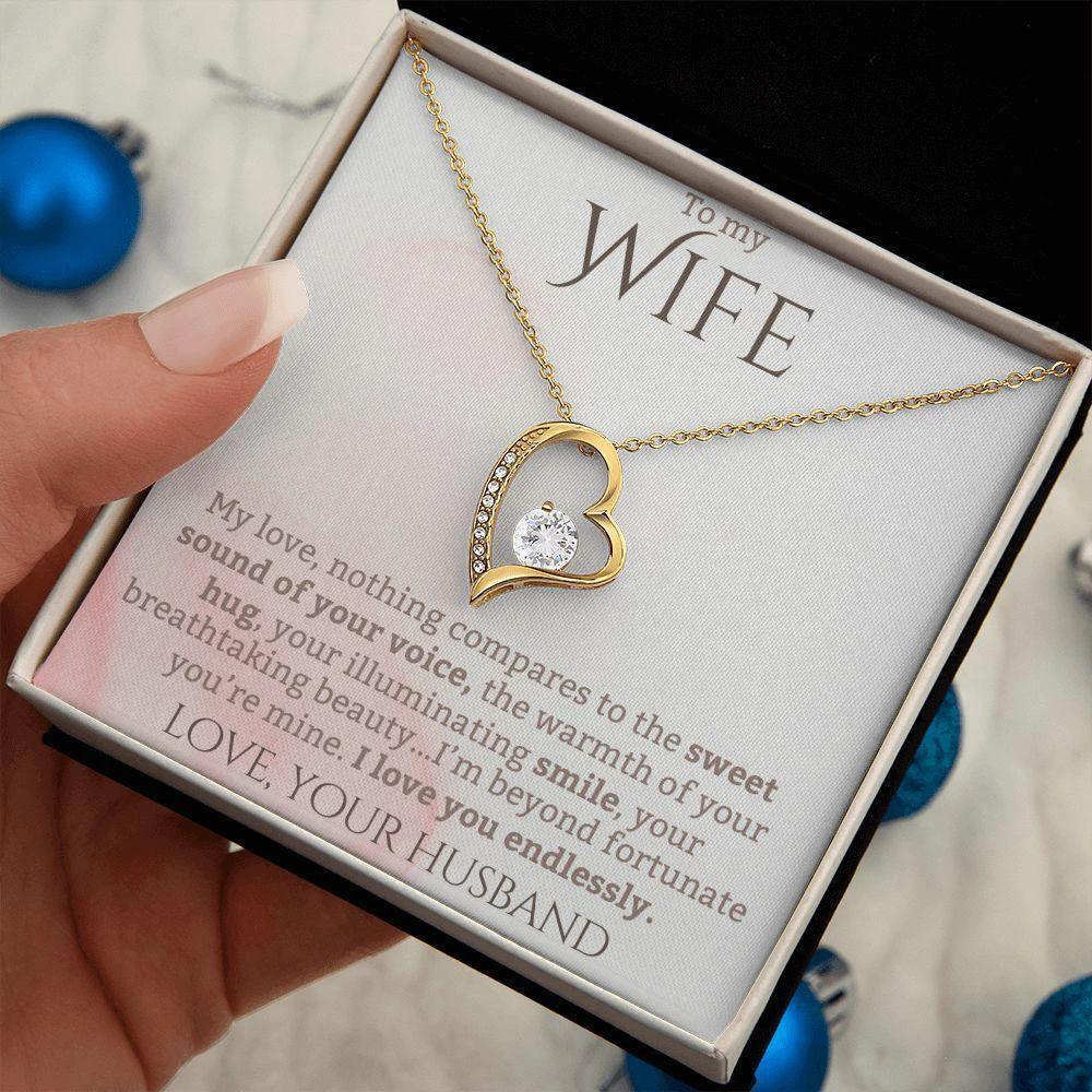 To My Wife - I Love You Endlessly - Forever Love Heart Pendant Necklace