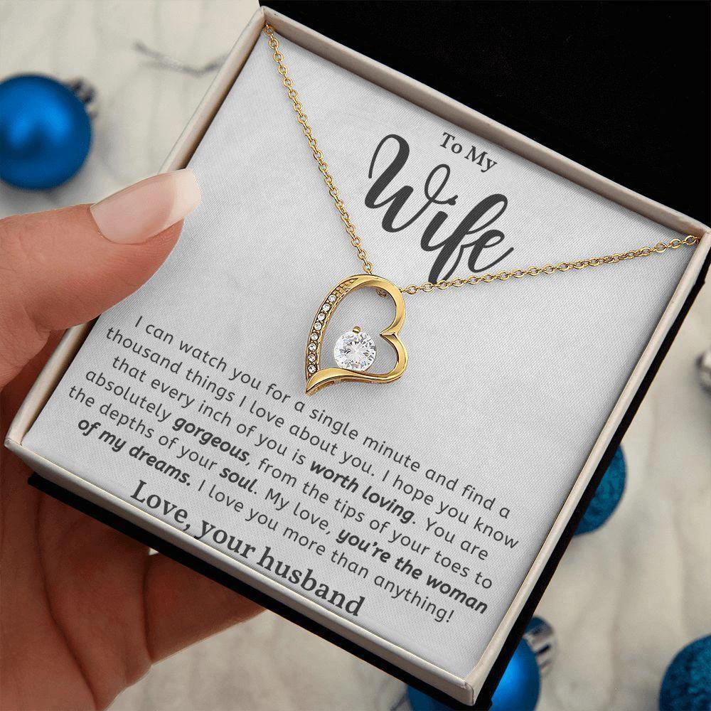 To My Gorgeous Wife Forever Love Heart Pendant Necklace