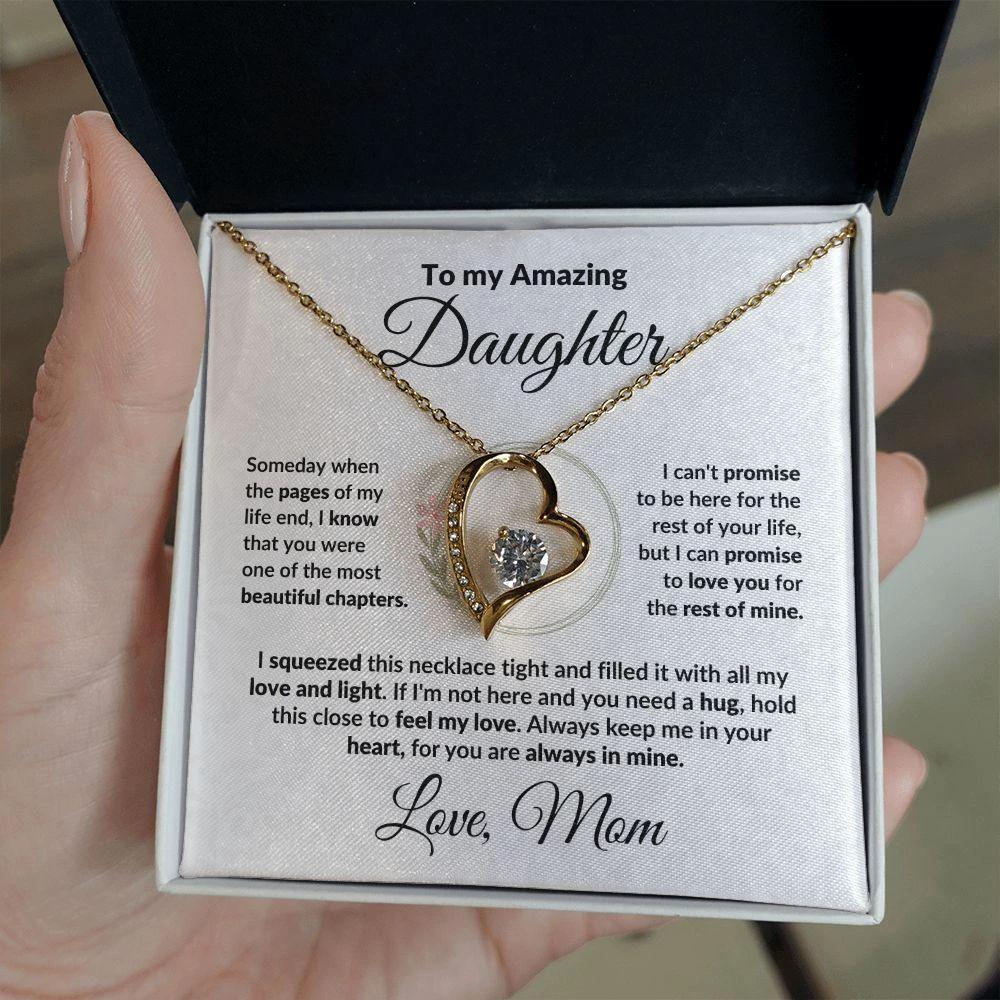 To My Amazing Daughter - I Promise - Forever Love Heart Necklace with Message Card and Gift Box