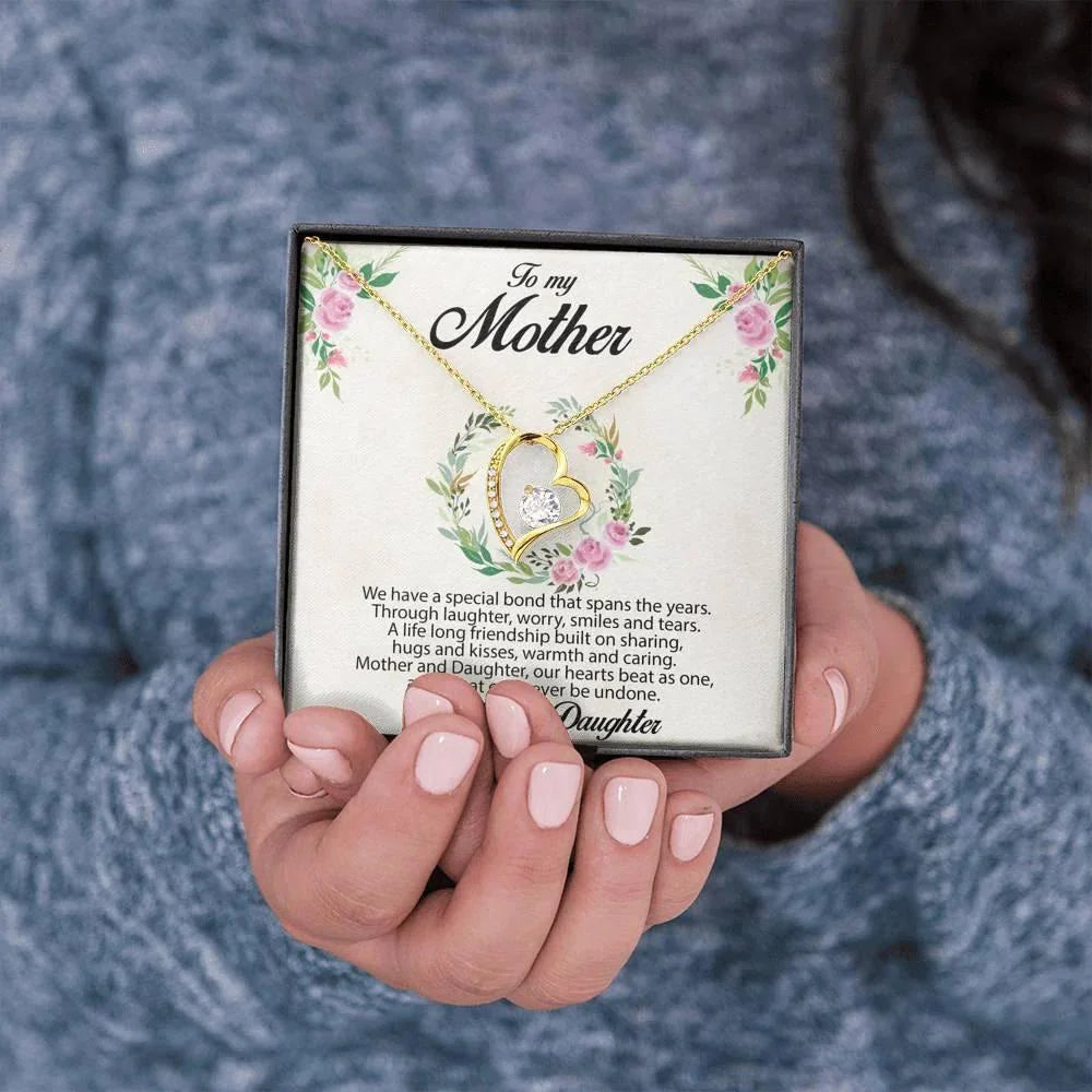 Gift for Mother Forever Love Heart Pendant Necklace Message Card from Daughter