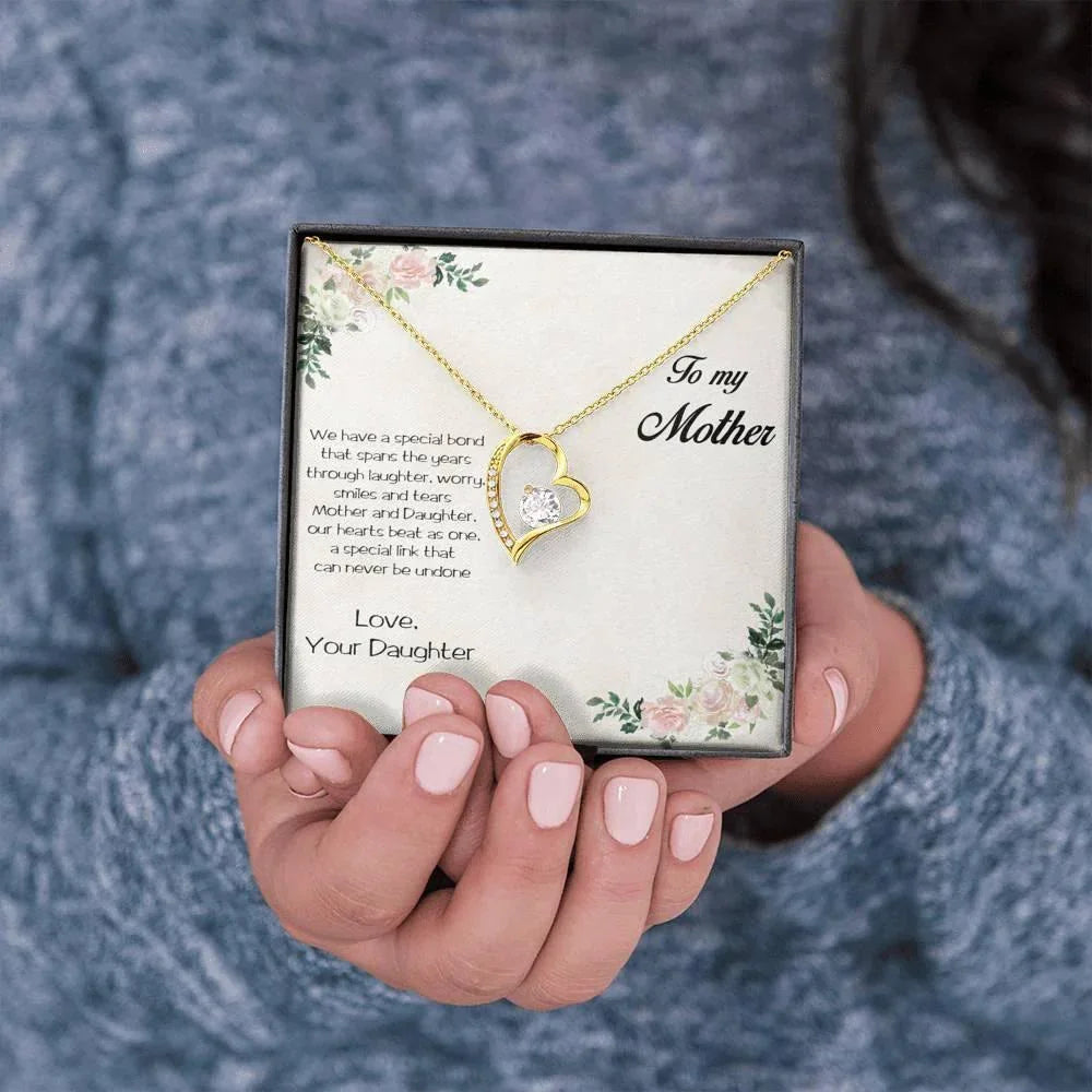 Gift for Mother From Daughter Forever Love Heart Pendant Necklace Special Bond Message Card