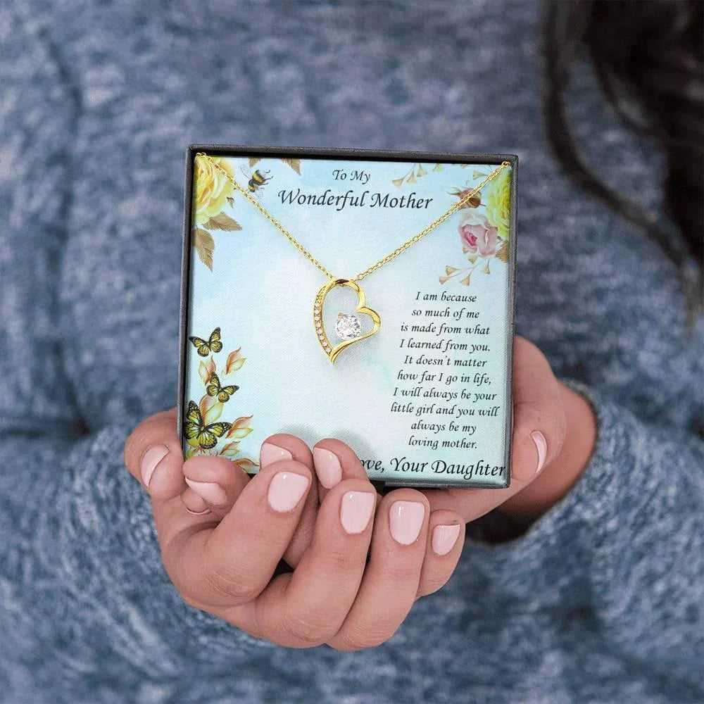 Gift for Mother From Daughter Forever Love Heart Pendant Necklace