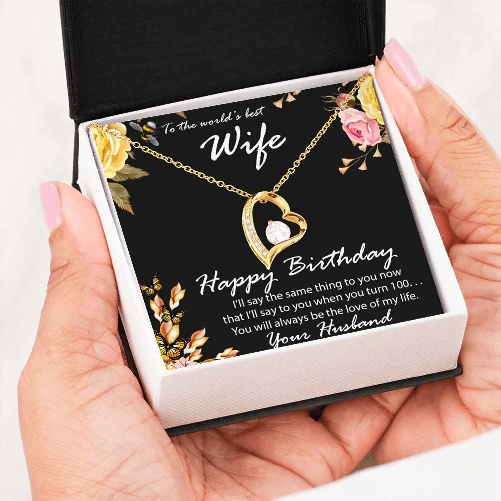 Birthday Gift to World's Best Wife Heart Pendant Necklace