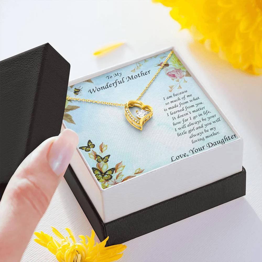 Gift for Mother From Daughter Forever Love Heart Pendant Necklace