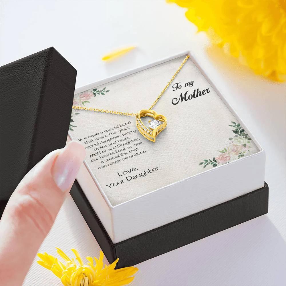 Gift for Mother From Daughter Forever Love Heart Pendant Necklace Special Bond Message Card