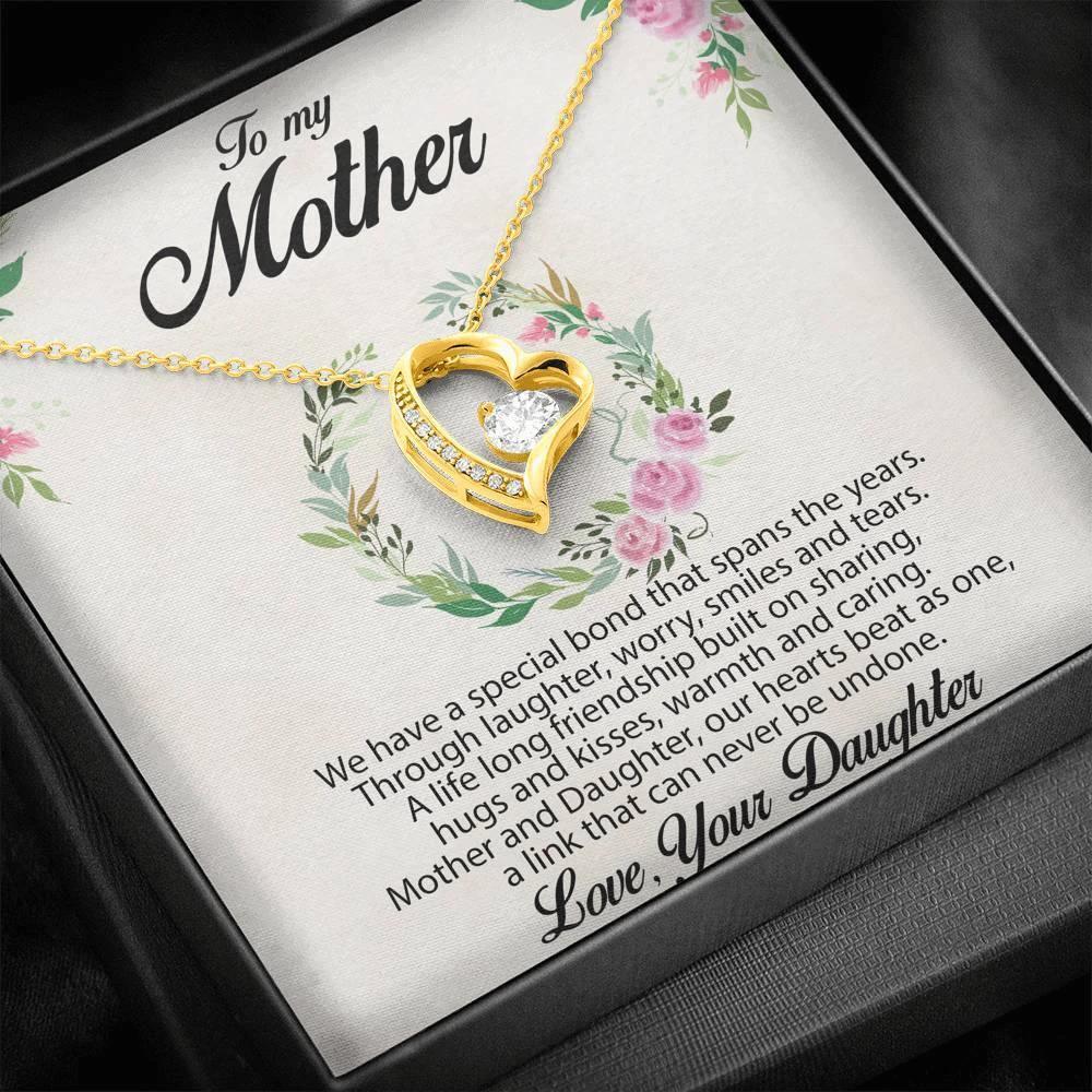 Gift for Mother Forever Love Heart Pendant Necklace Message Card from Daughter