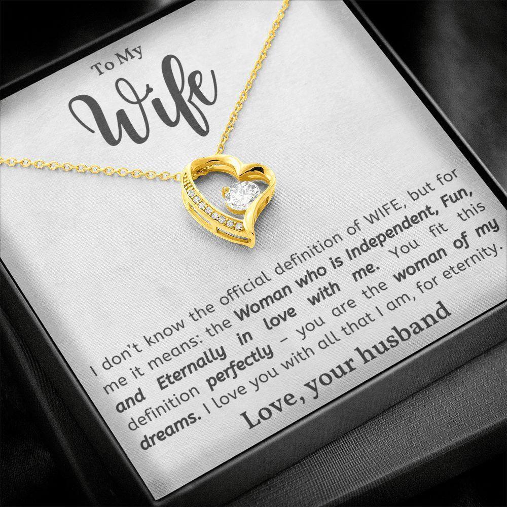 To My Wife - Woman of My Dreams - Forever Love Heart Pendant Necklace