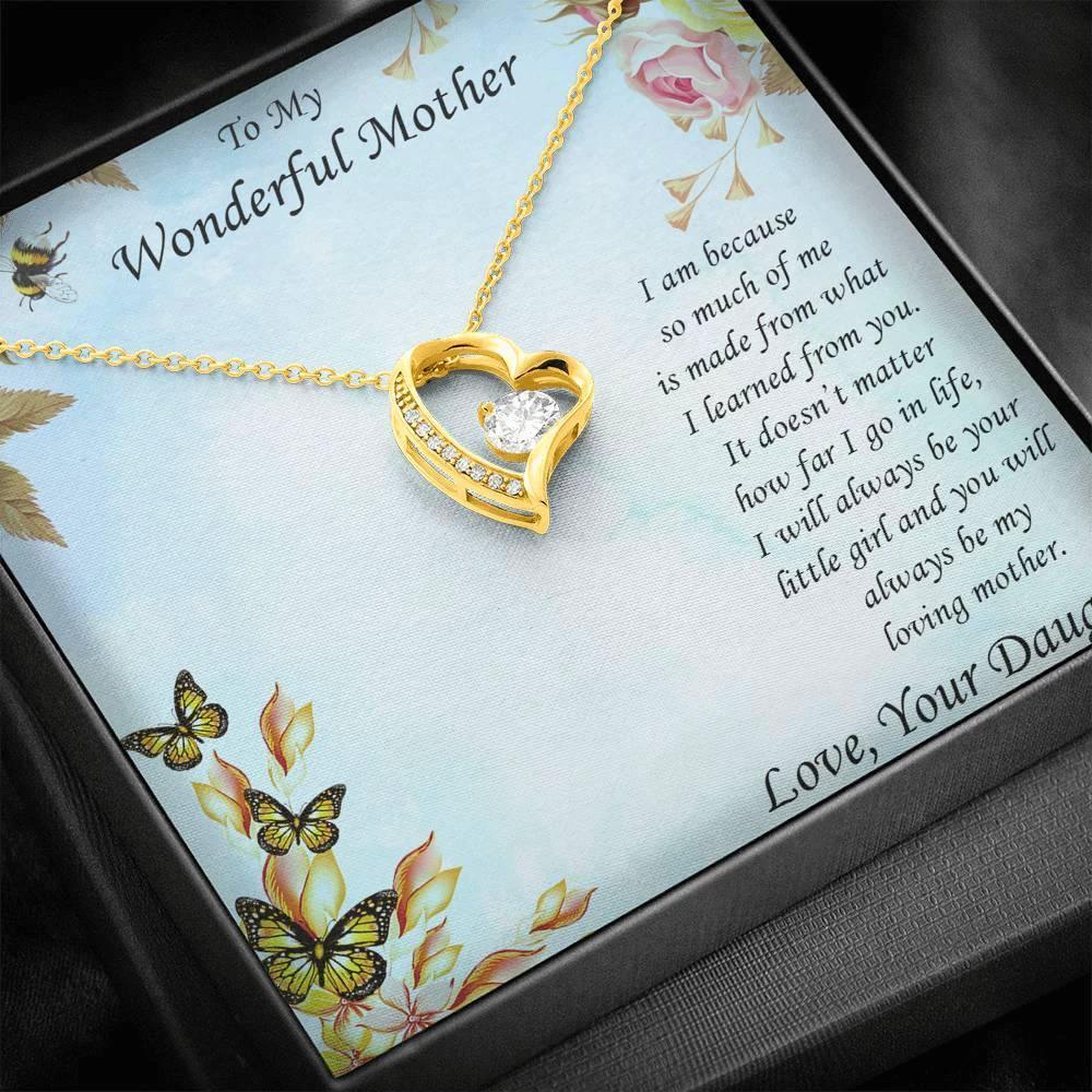 Gift for Mother From Daughter Forever Love Heart Pendant Necklace