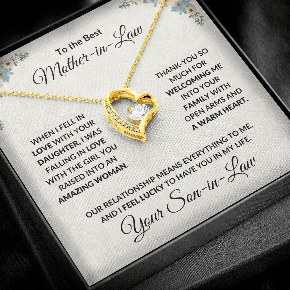 To My Mother-in-law Gift from Son-in-law Forever Love Heart Pendant Necklace