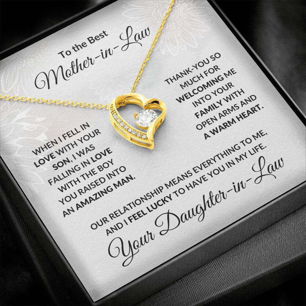 To the Best Mother-in-law from Daughter-in-law Forever Love Heart Pendant Necklace