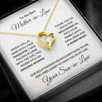 To My Mother-in-law from Son-in-law Forever Love Heart Pendant Necklace Personalized Message Card