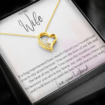 To My Wife - Hold You in my Arms - Forever Love Heart Pendant Necklace - Mallard Moon Gift Shop